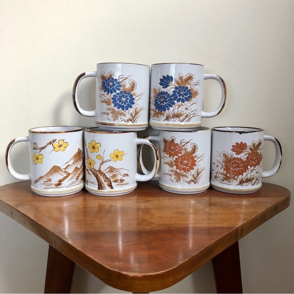 Vintage Korean Pottery style glazed mugs
